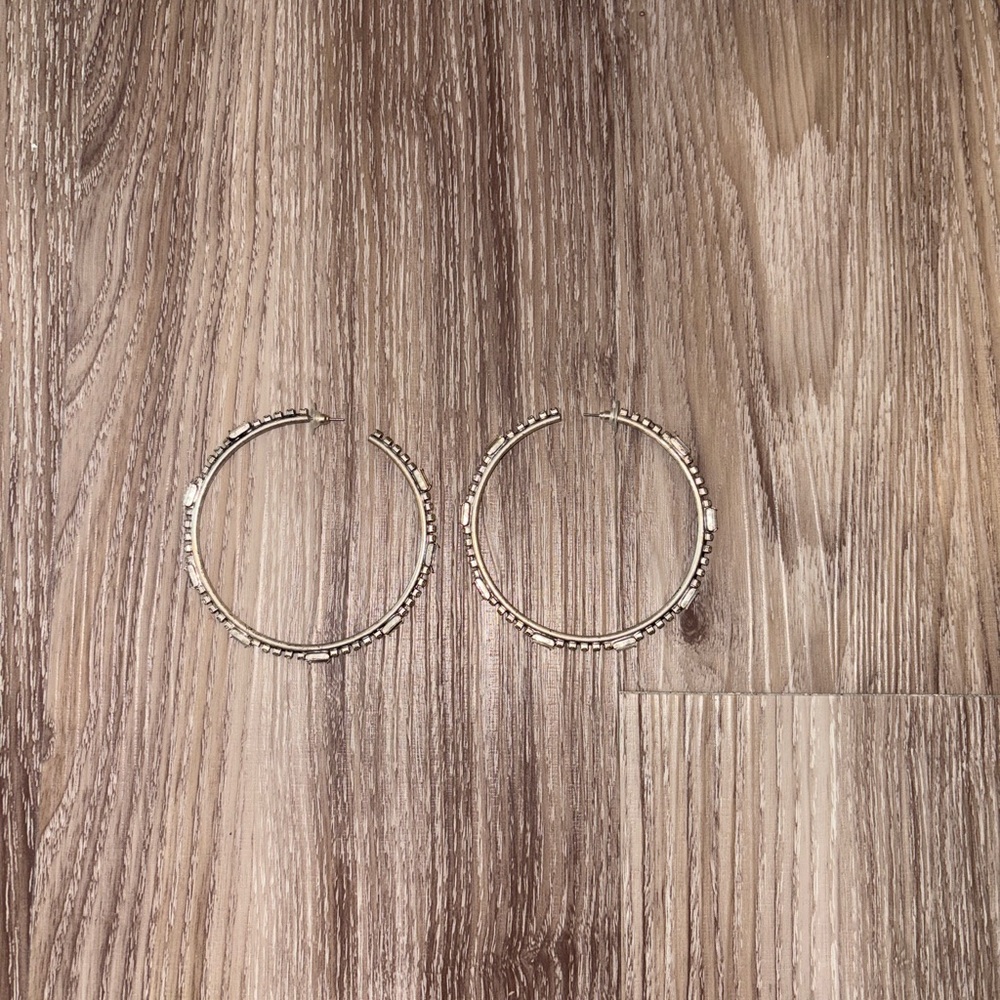 DANNIJO Oversize Rhinestone Silver Hoops